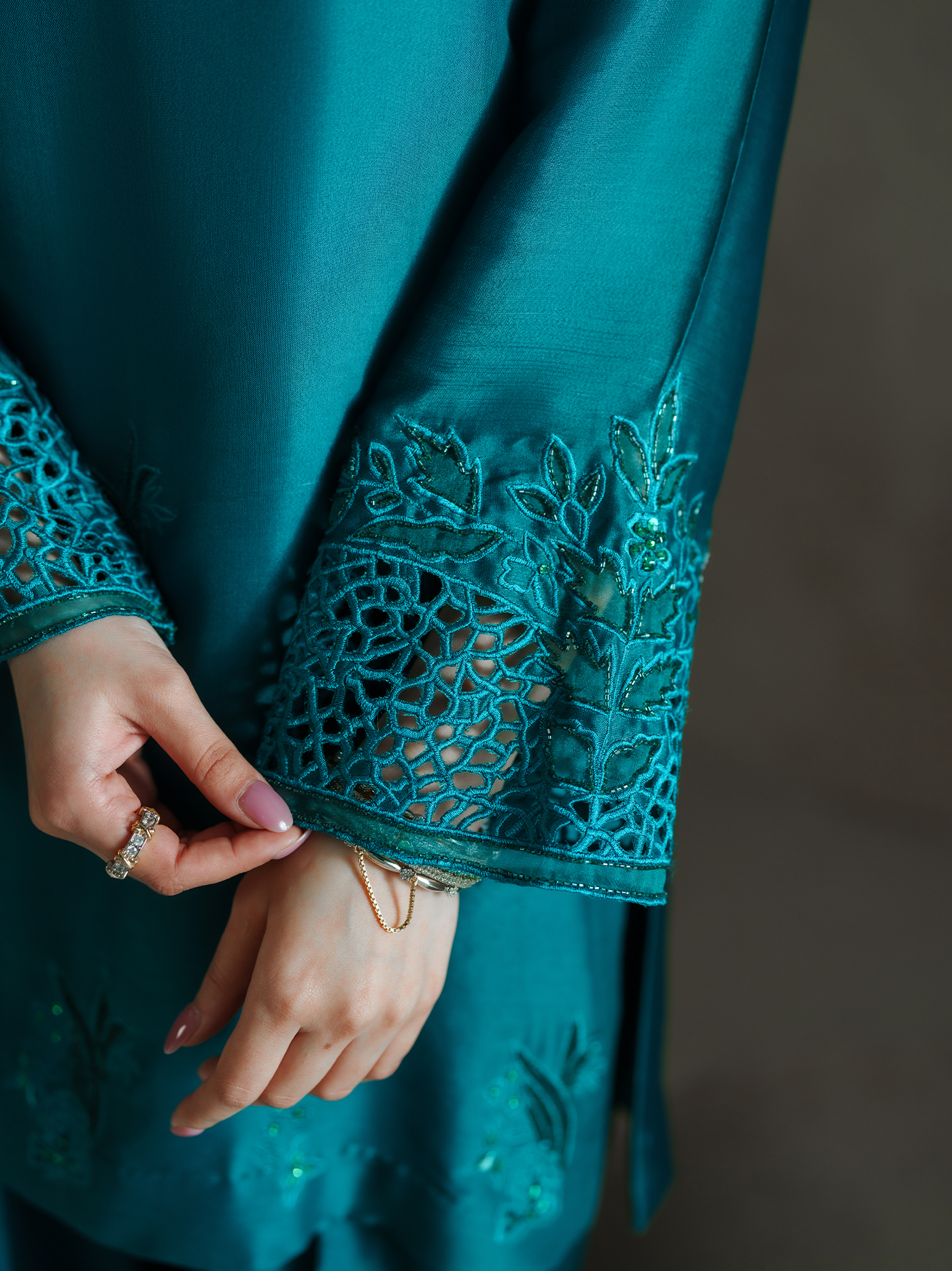 Persian Green Sheesha Silk Three Piece