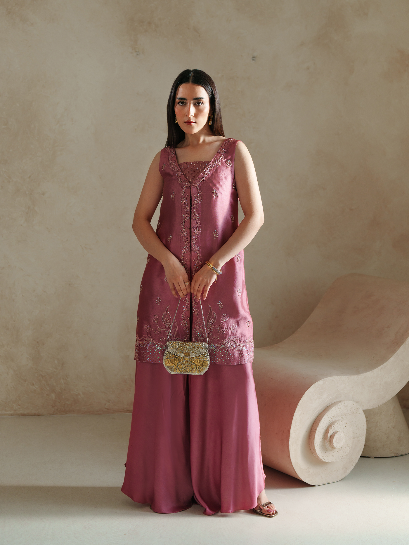 Candy Pink Sheesha Silk Two Piece