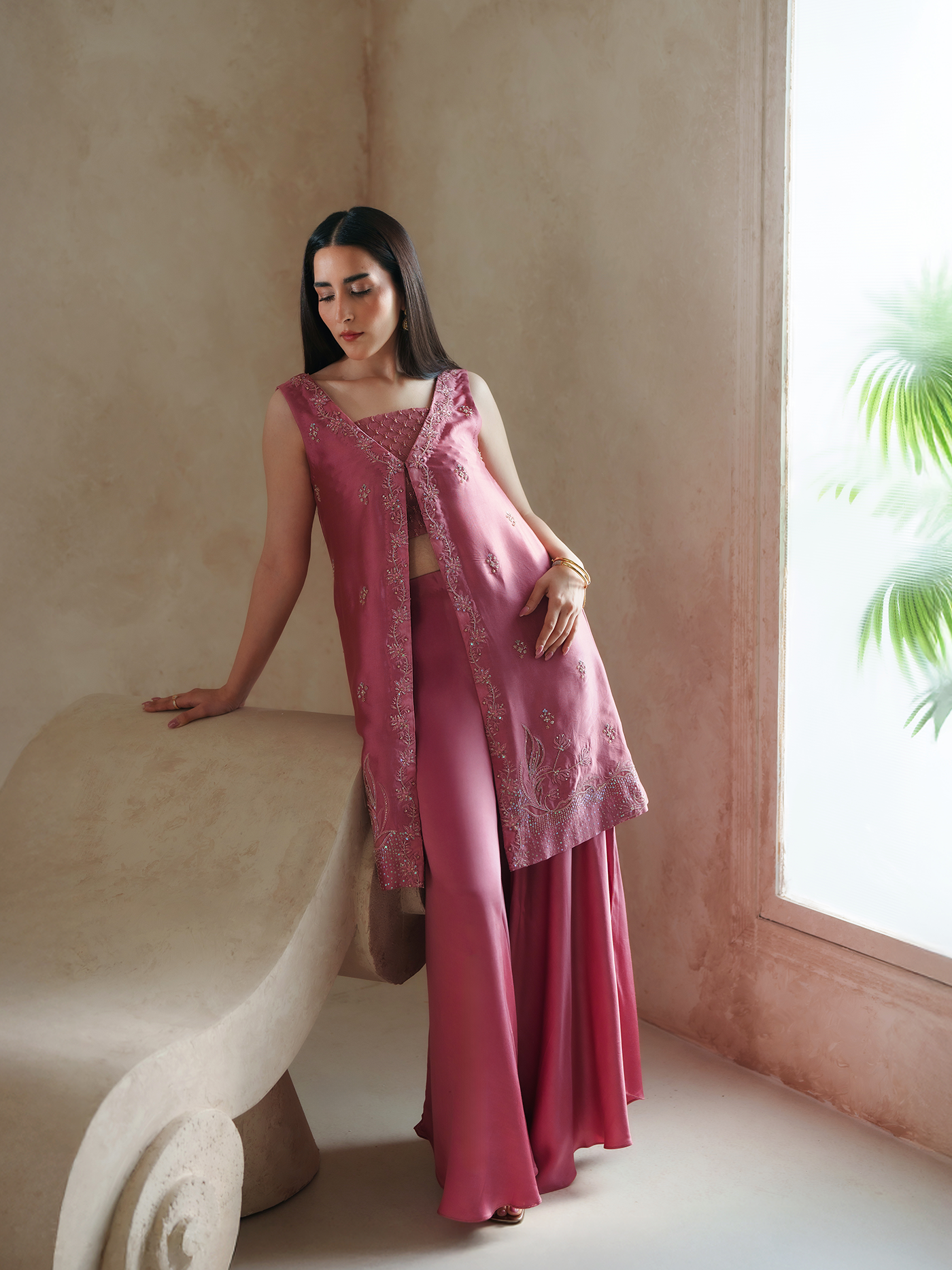 Candy Pink Sheesha Silk Two Piece