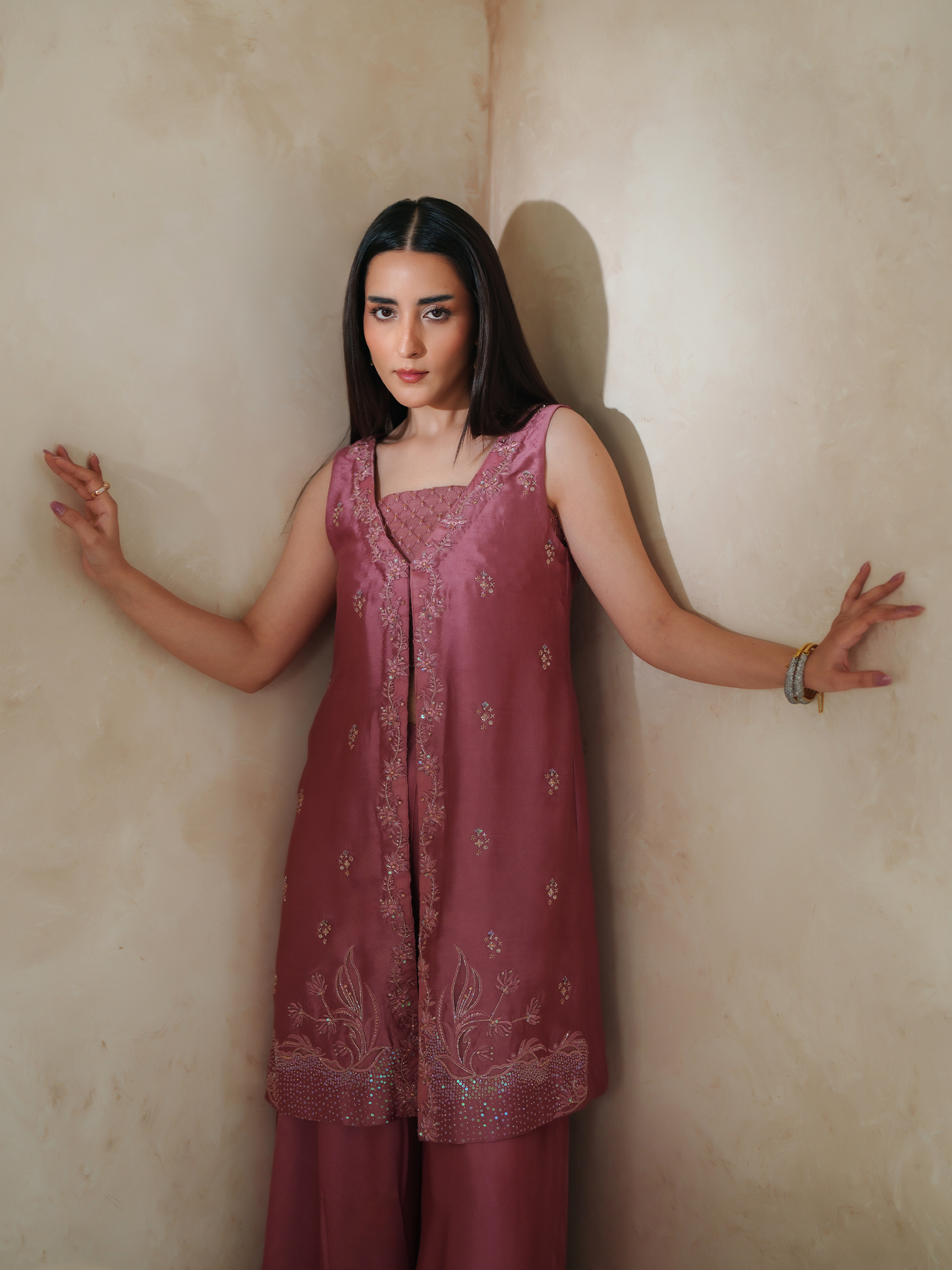 Candy Pink Sheesha Silk Two Piece