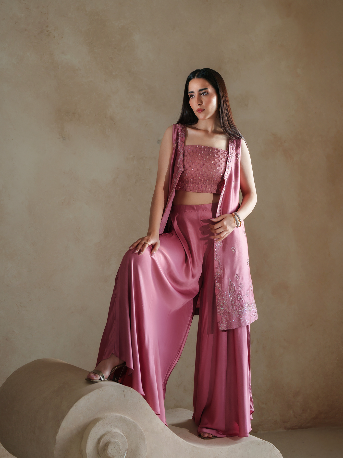 Candy Pink Sheesha Silk Two Piece