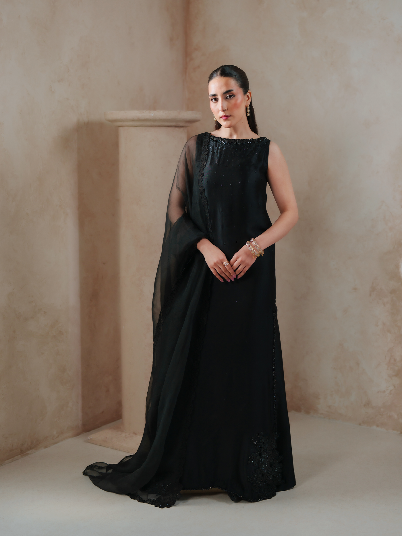 Vittoria Black Sheesha Silk Three Piece