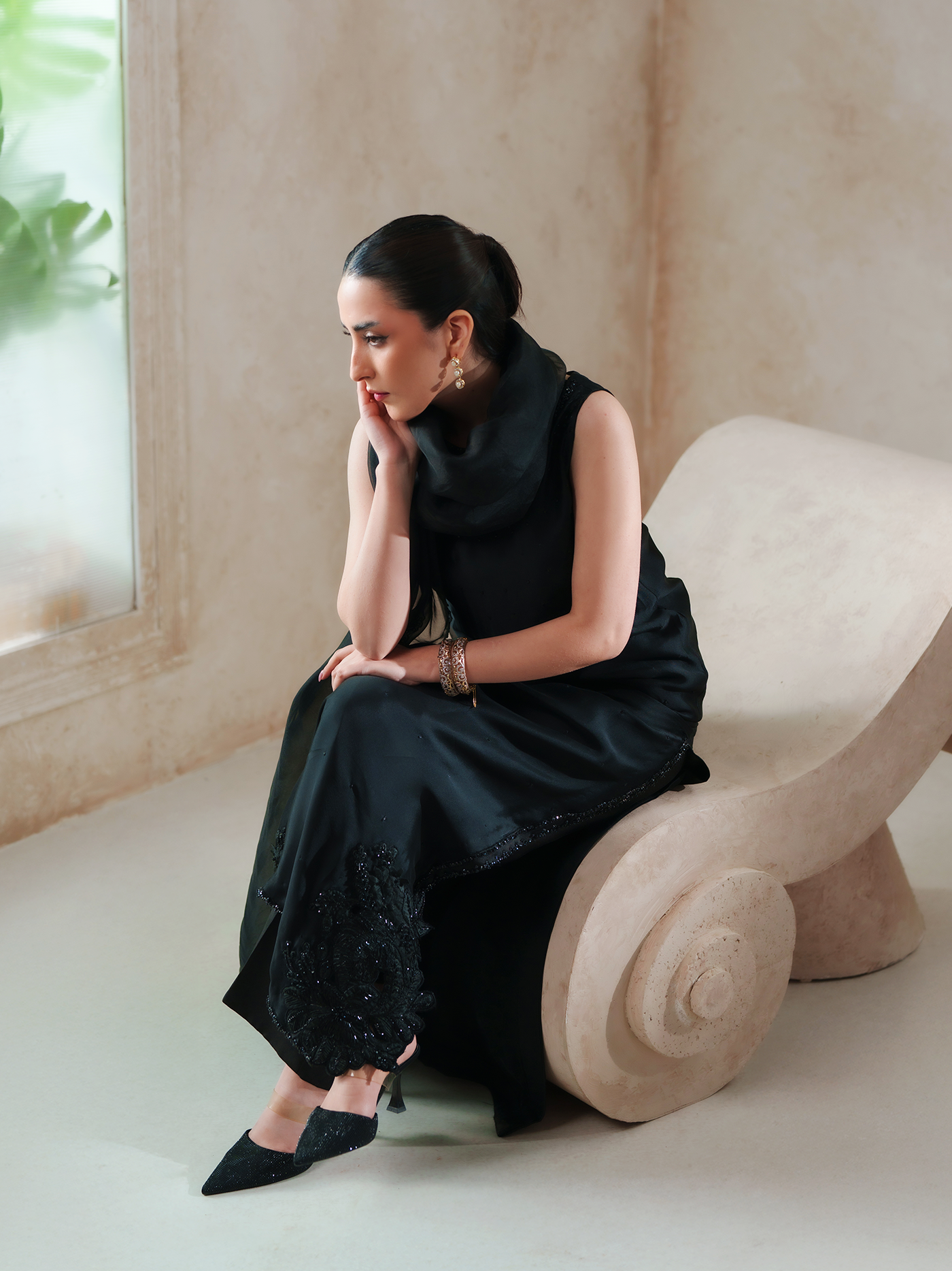 Vittoria Black Sheesha Silk Three Piece