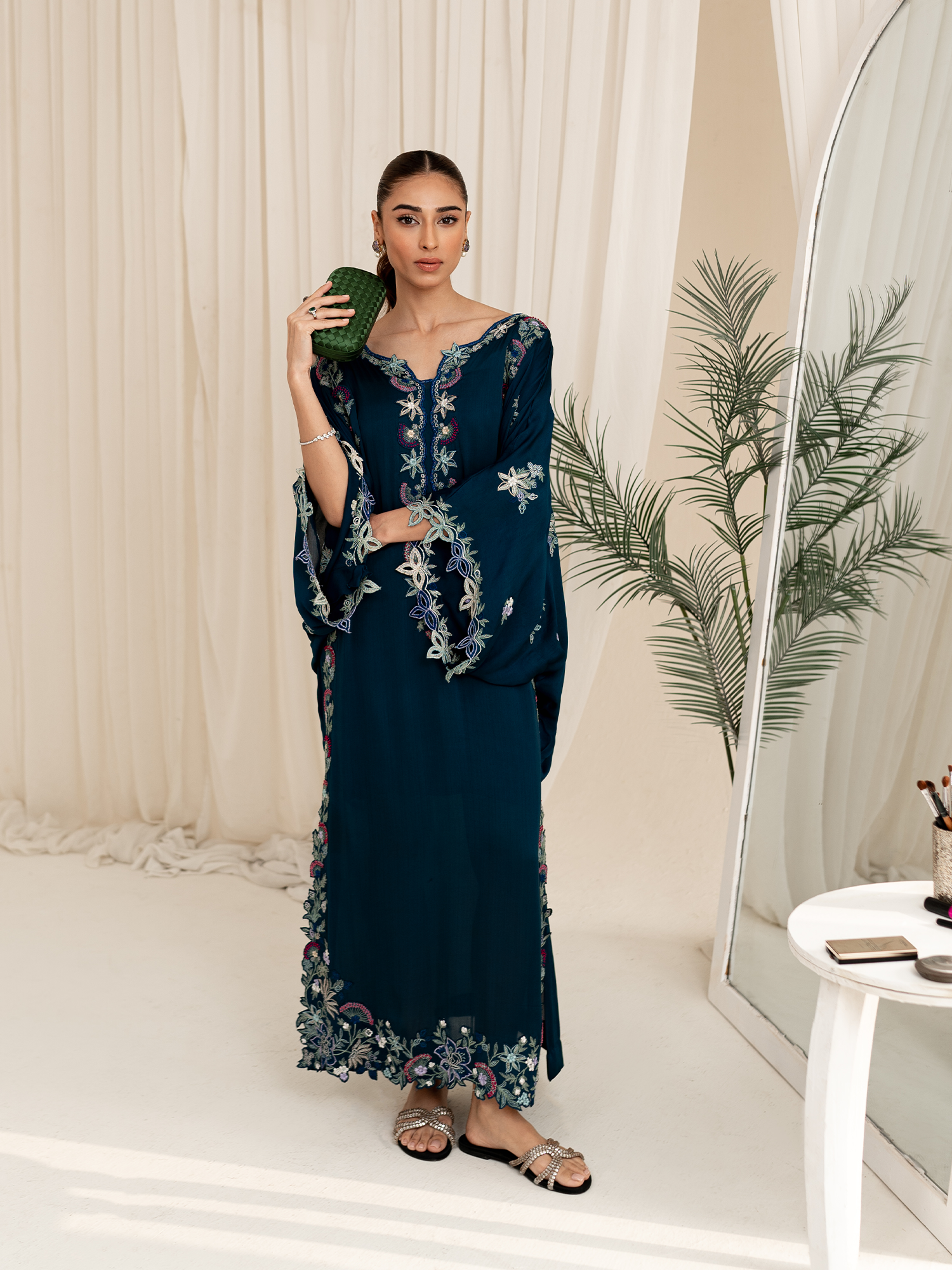 Floral teal kaftan