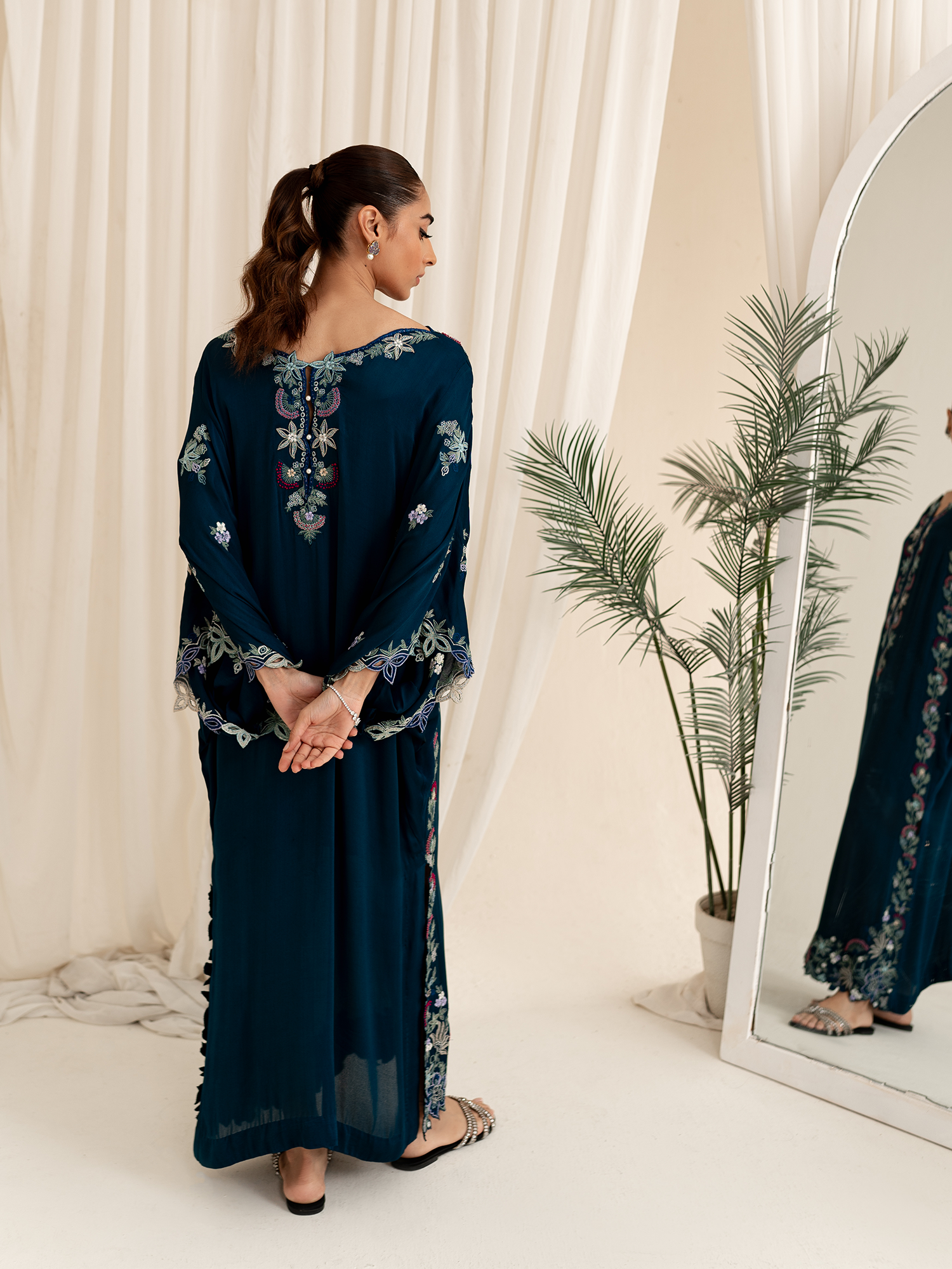 Floral teal kaftan