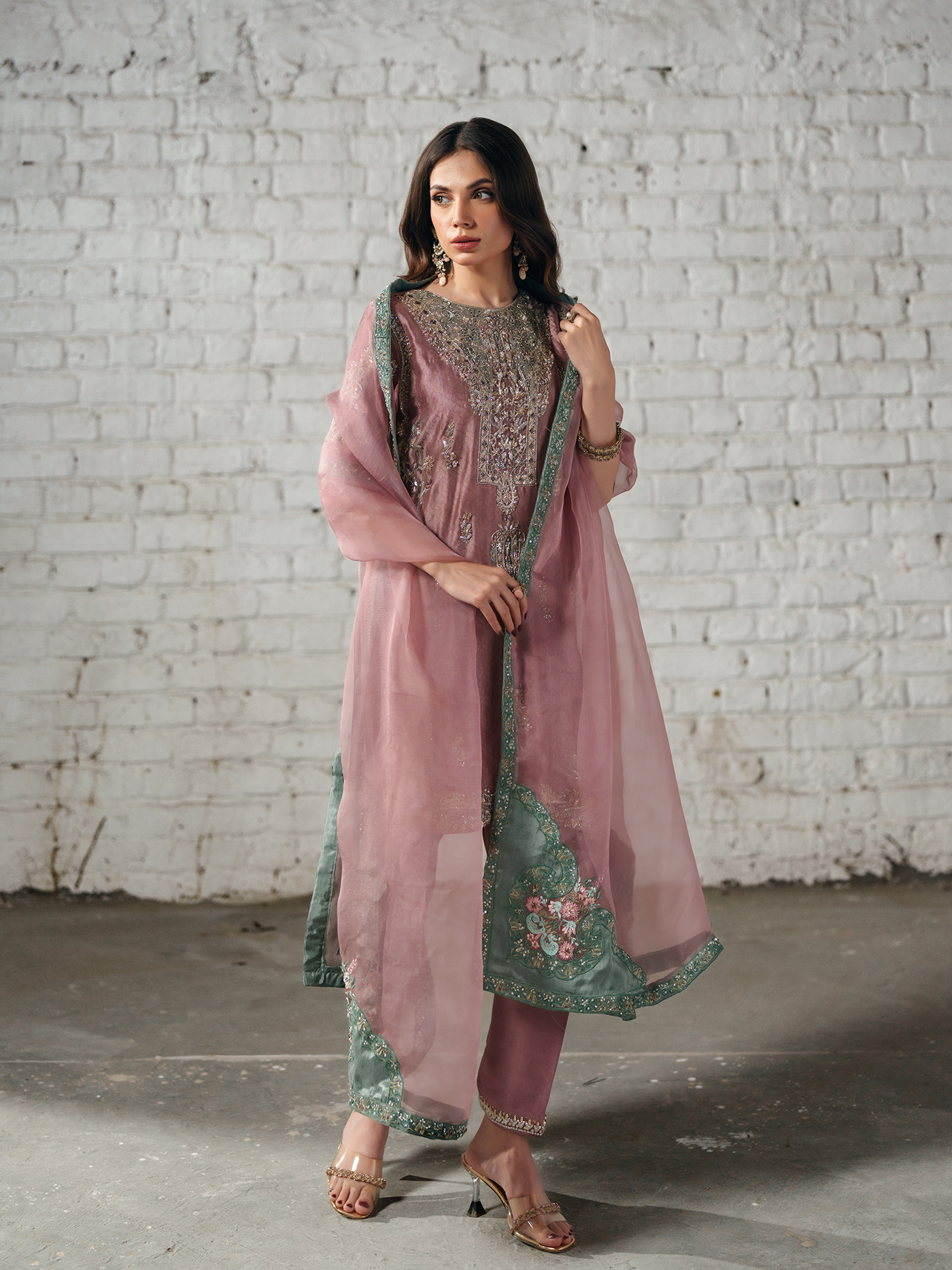 Blush Blaise Hand-Embroidered Silk Three-Piece