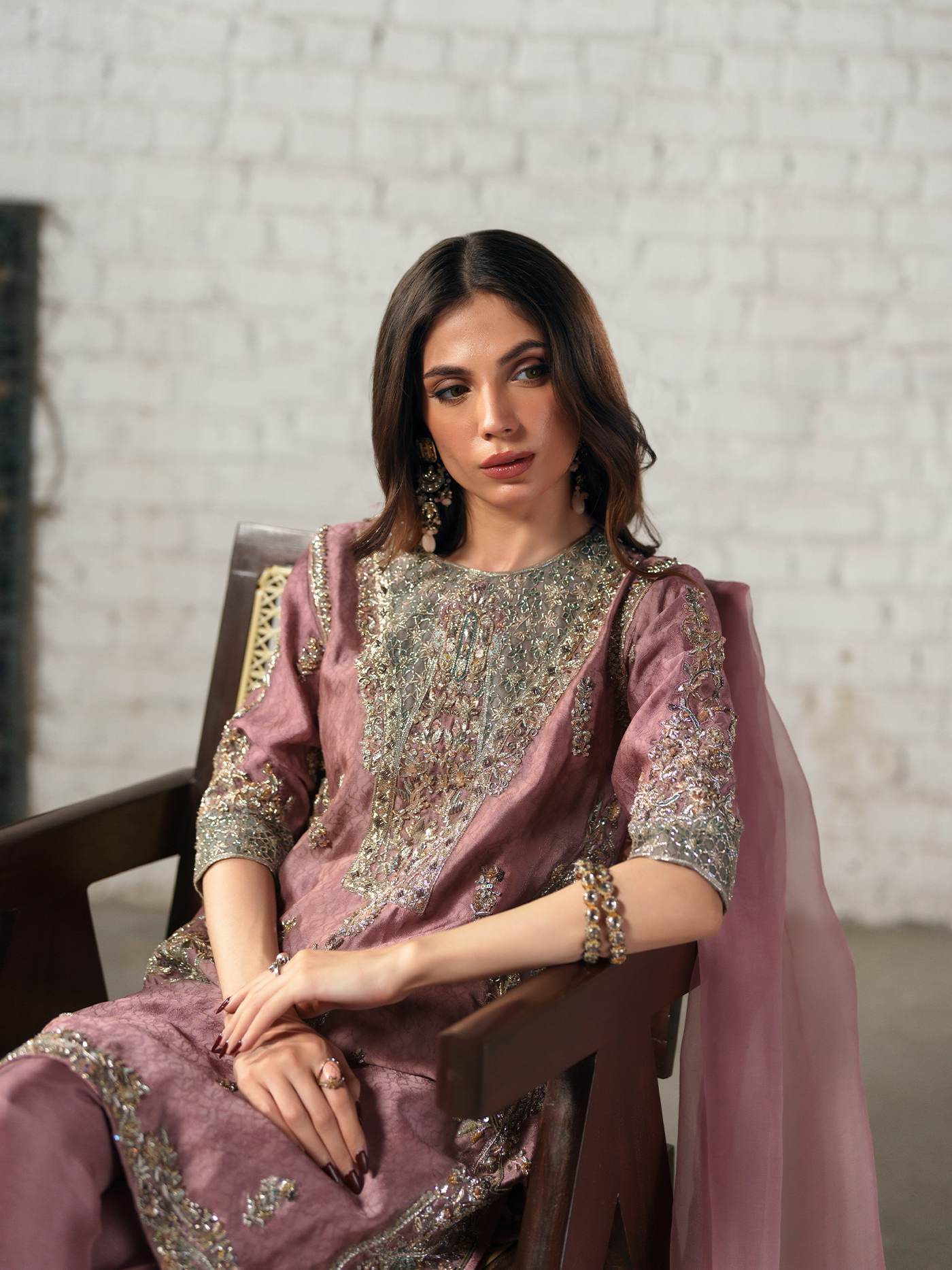 Blush Blaise Hand-Embroidered Silk Three-Piece