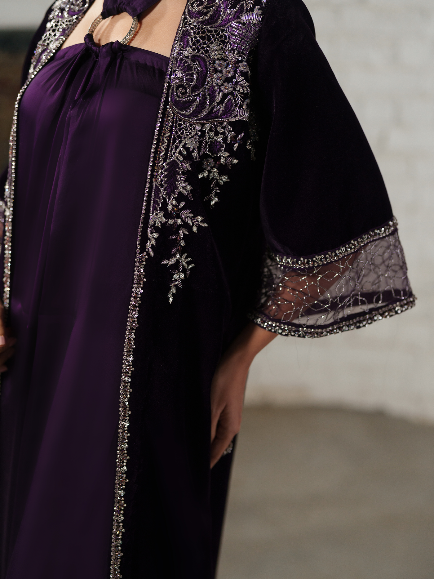 Gloria Deep Plum Embellished Velvet