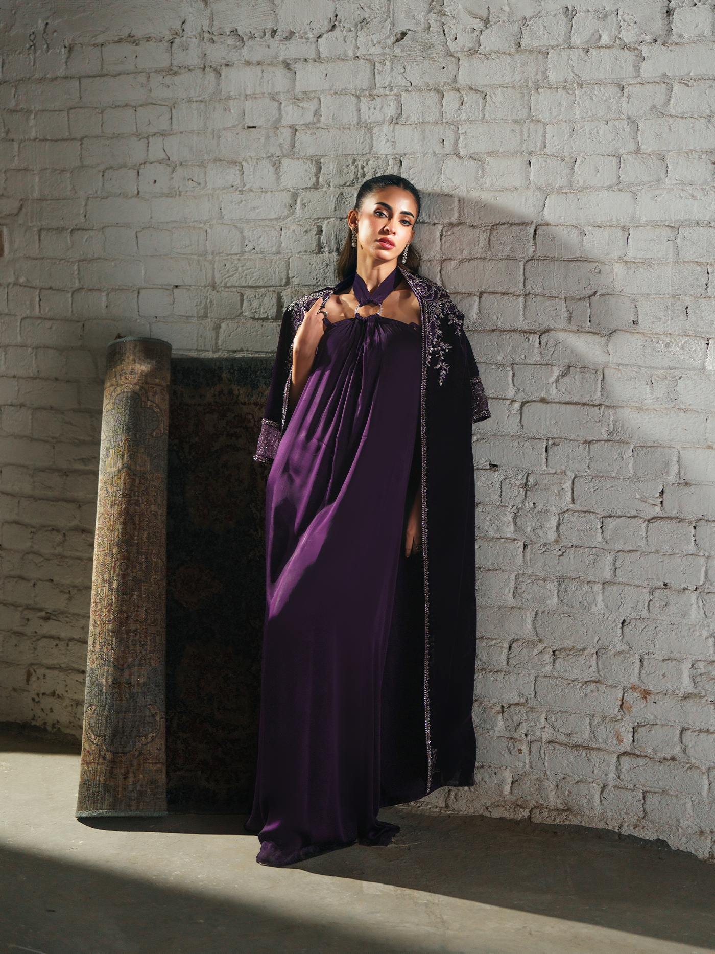 Gloria Deep Plum Embellished Velvet