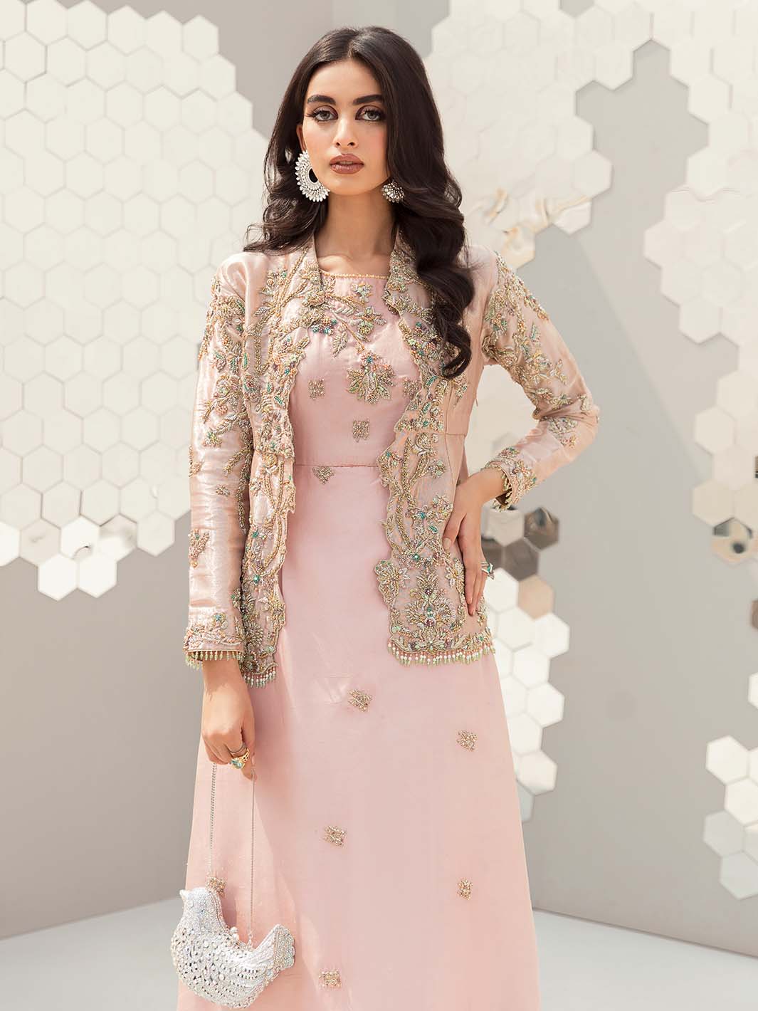 Gulnaar Peplum Top Skirt Set