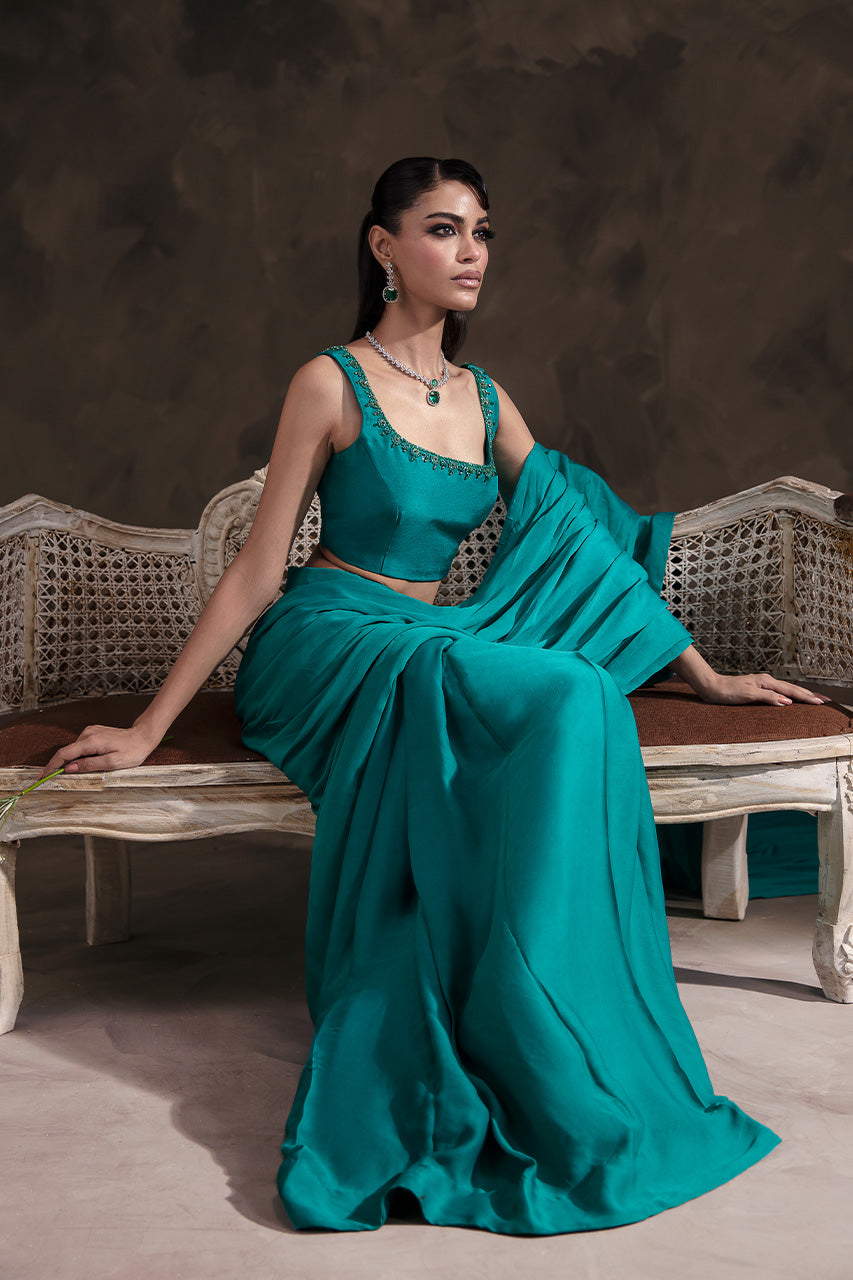 Turquoise Saree