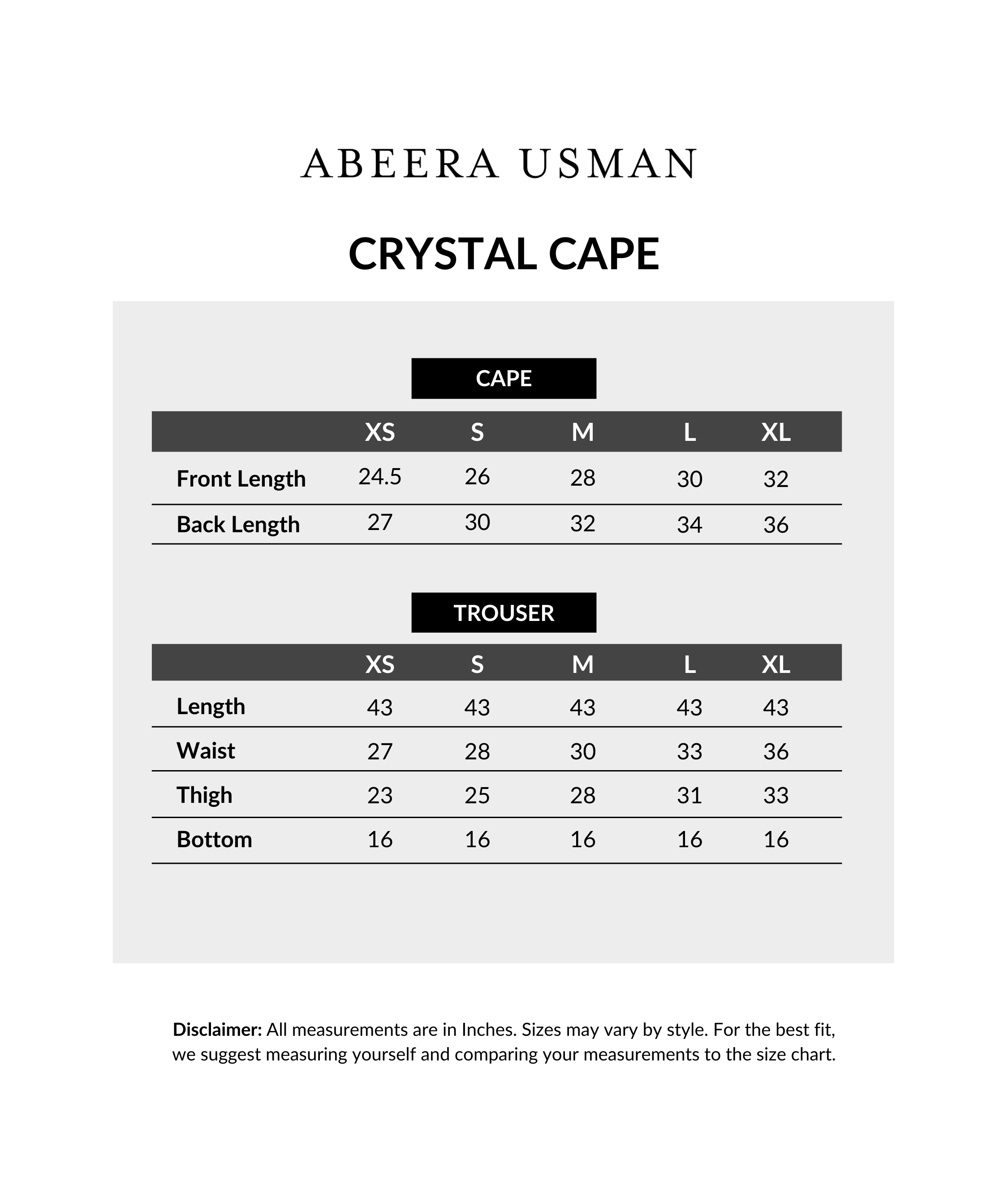Crystal cape