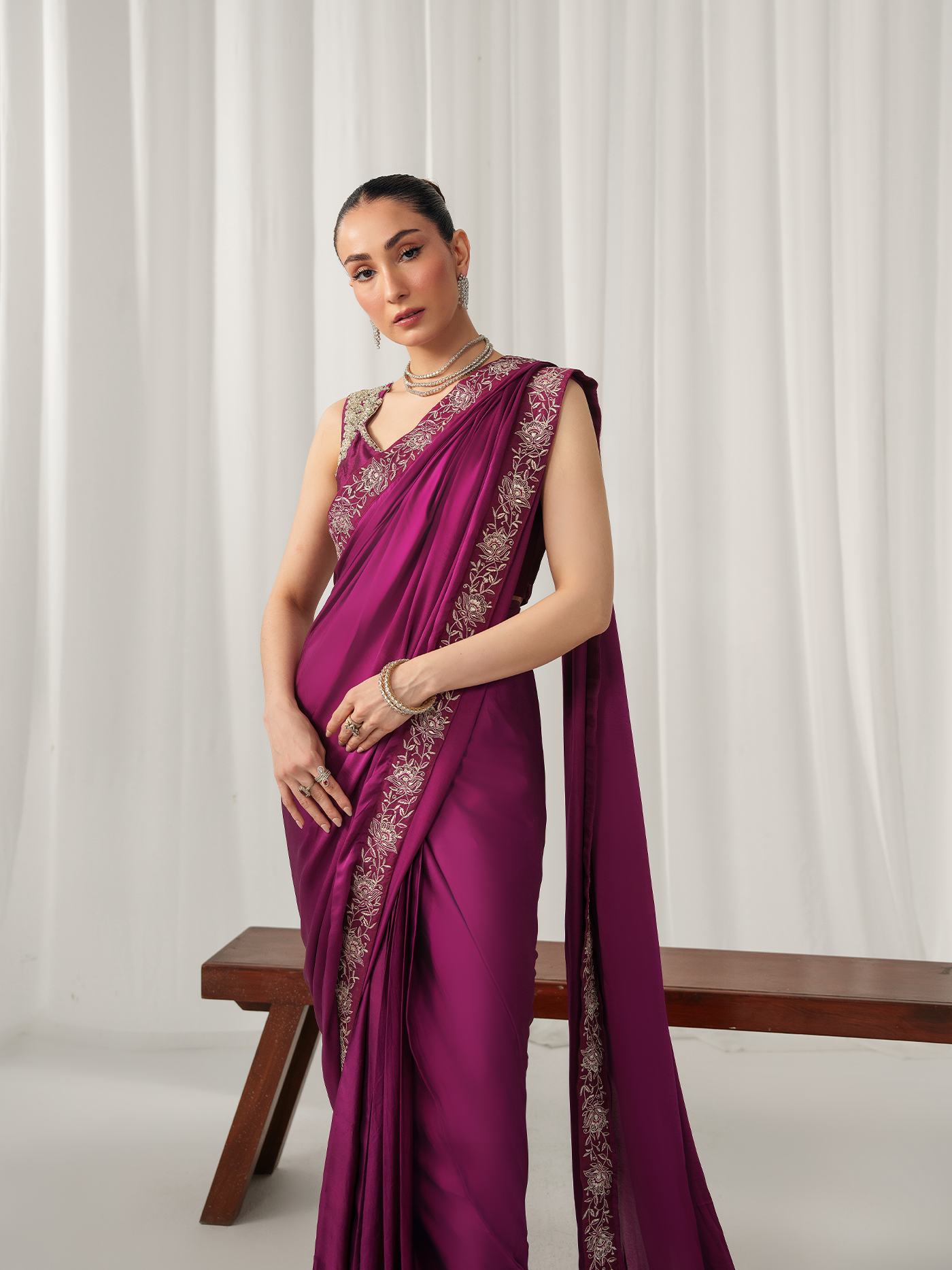 Shocking pink saree