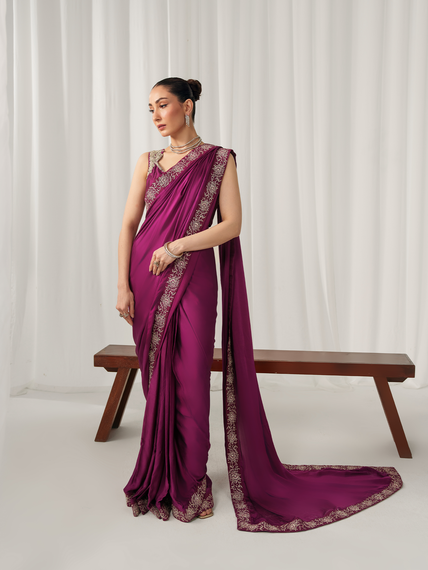 Shocking pink saree