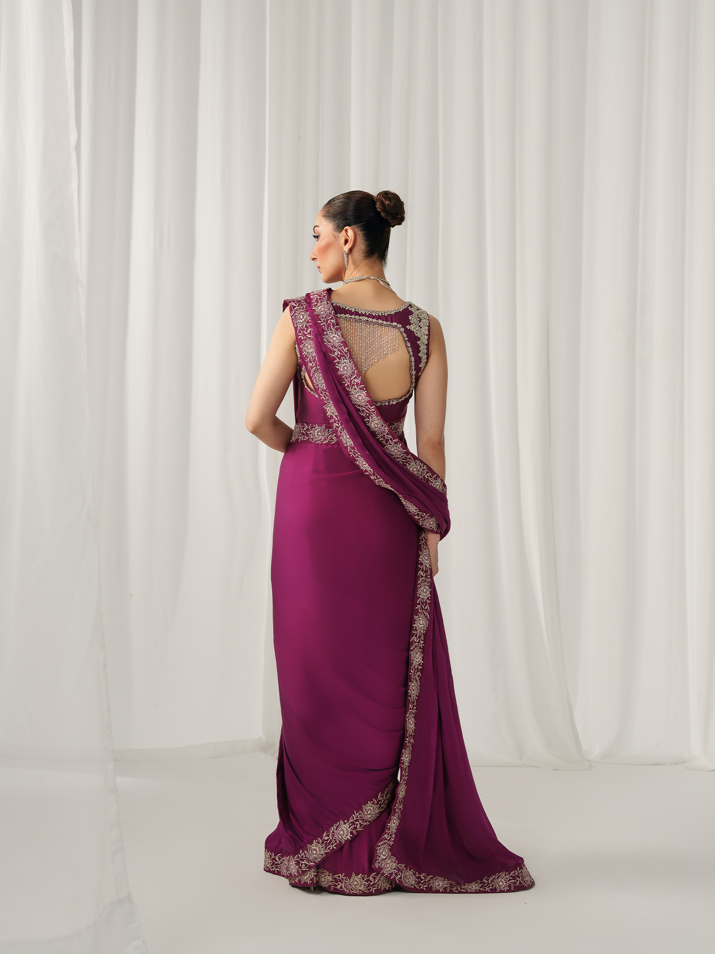 Shocking pink saree