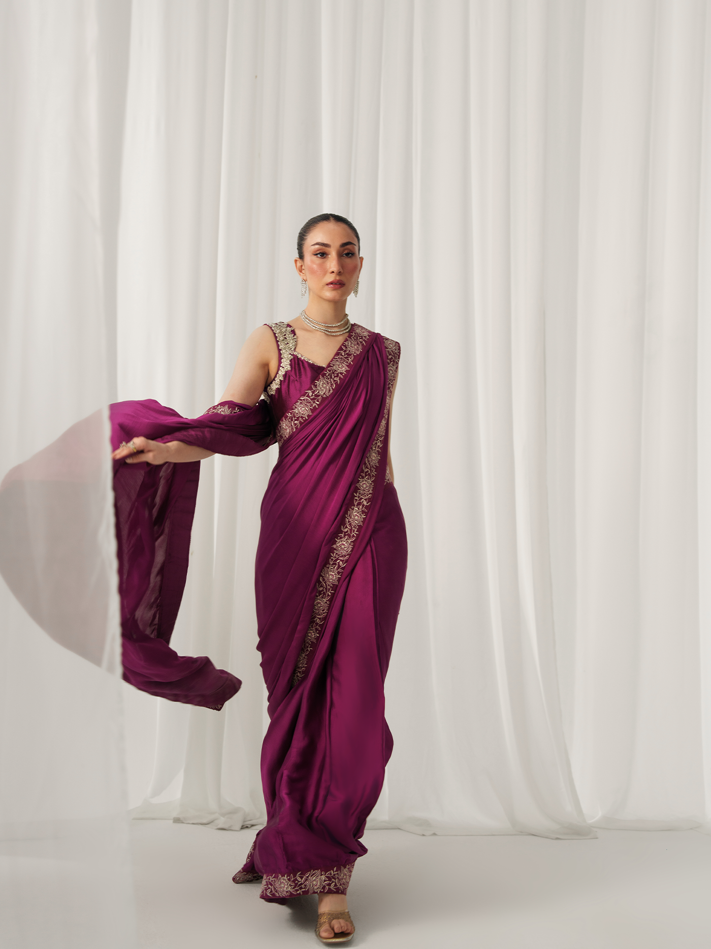 Shocking pink saree