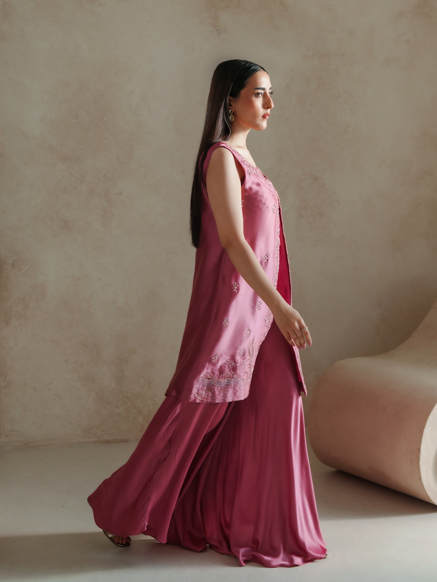 Candy Pink Sheesha Silk Two Piece