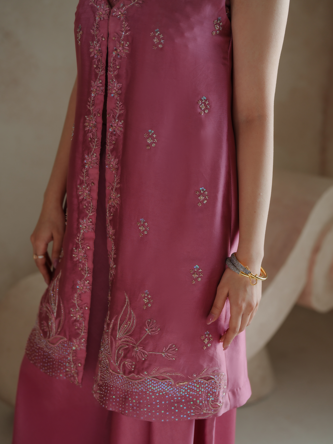 Candy Pink Sheesha Silk Two Piece