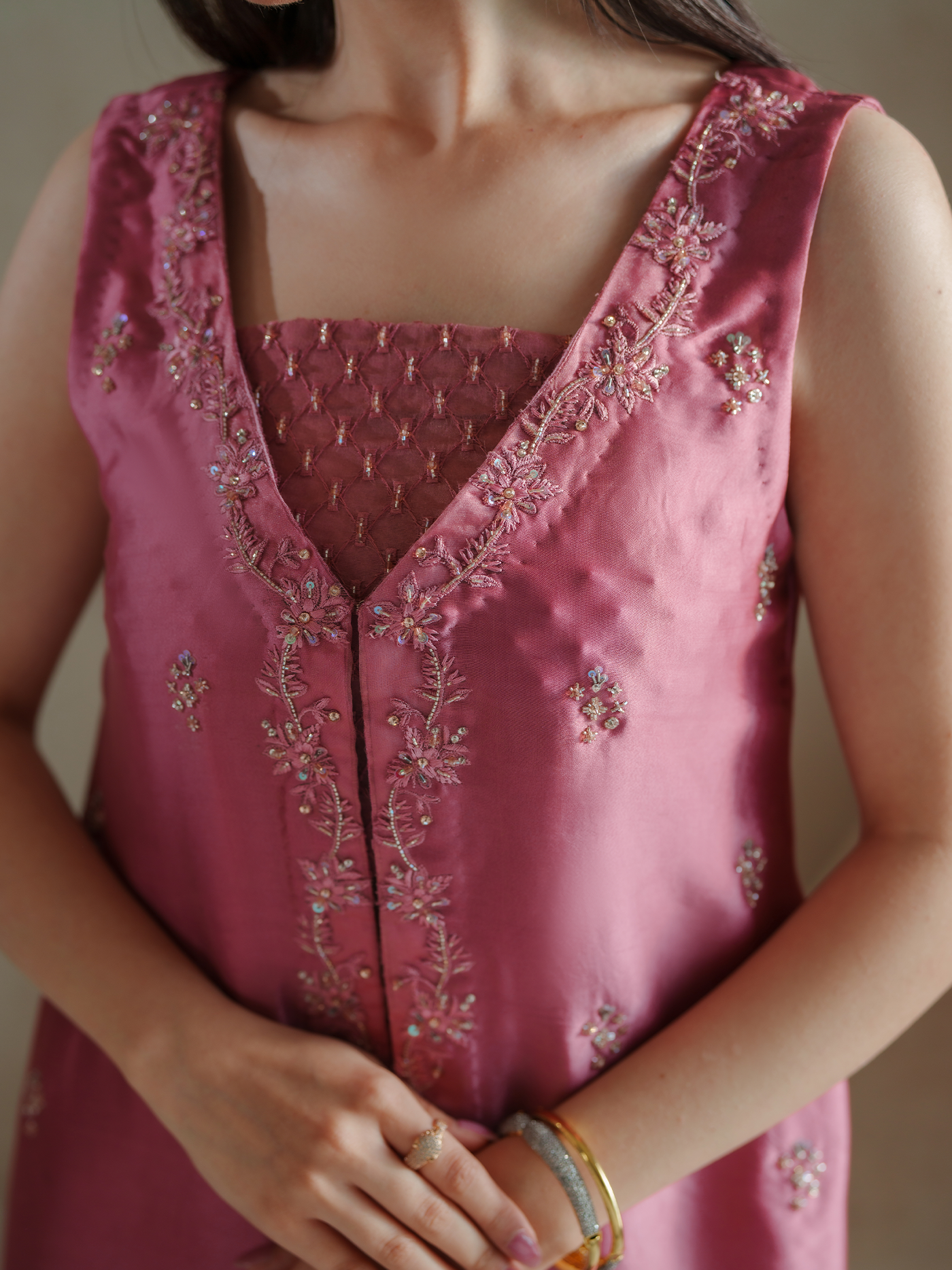 Candy Pink Sheesha Silk Two Piece