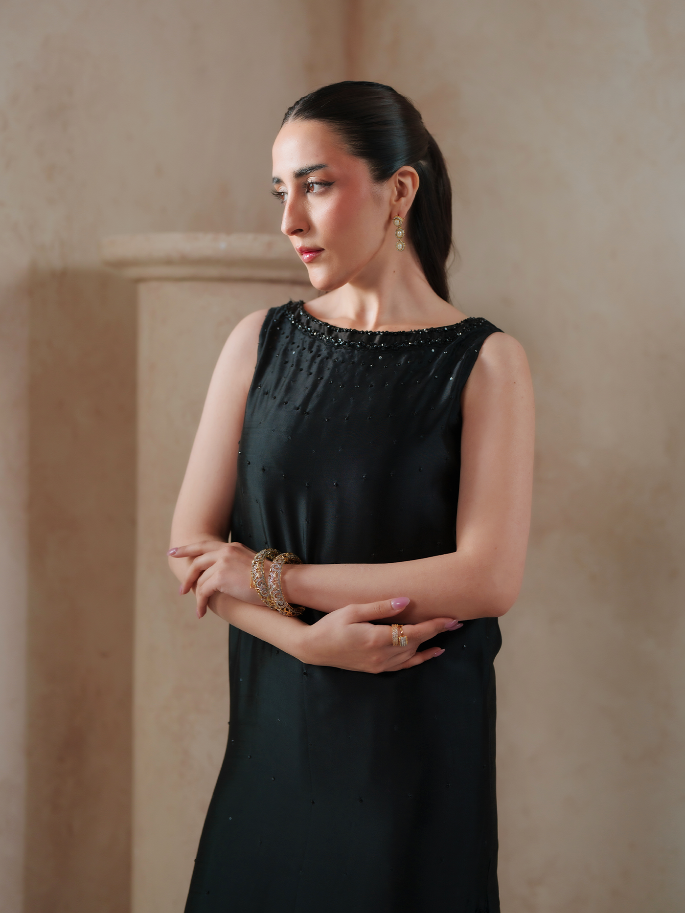 Vittoria Black Sheesha Silk Three Piece