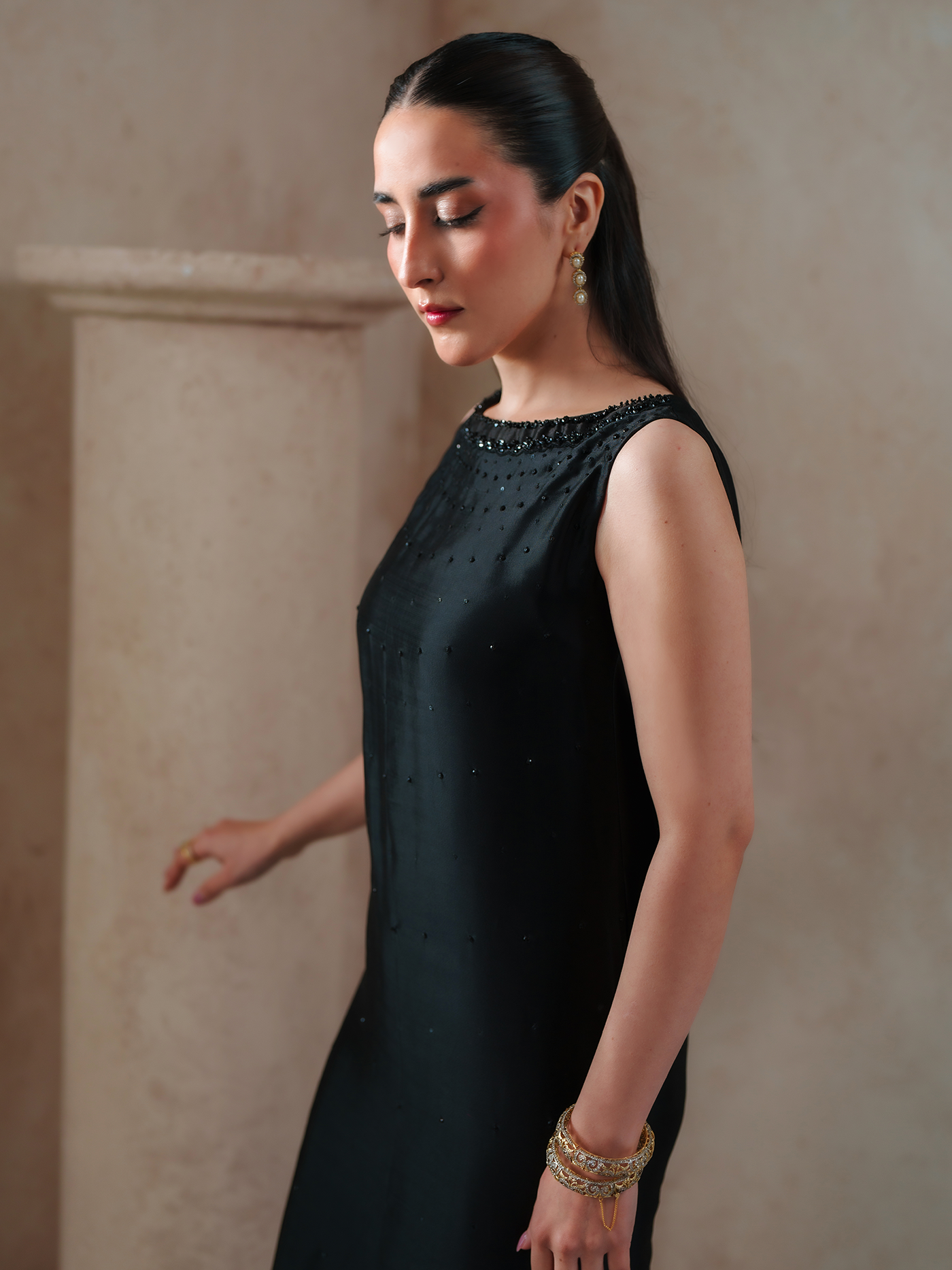 Vittoria Black Sheesha Silk Three Piece