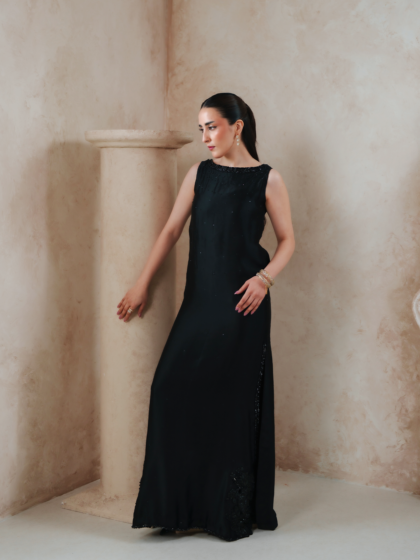 Vittoria Black Sheesha Silk Three Piece