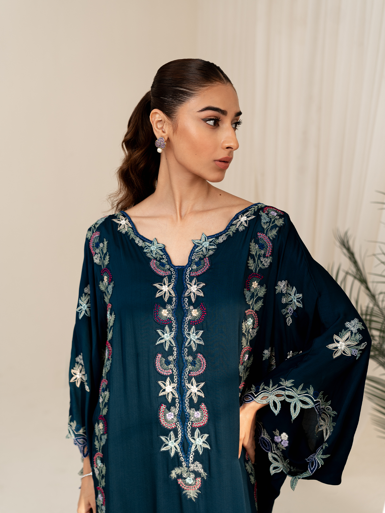 Floral teal kaftan