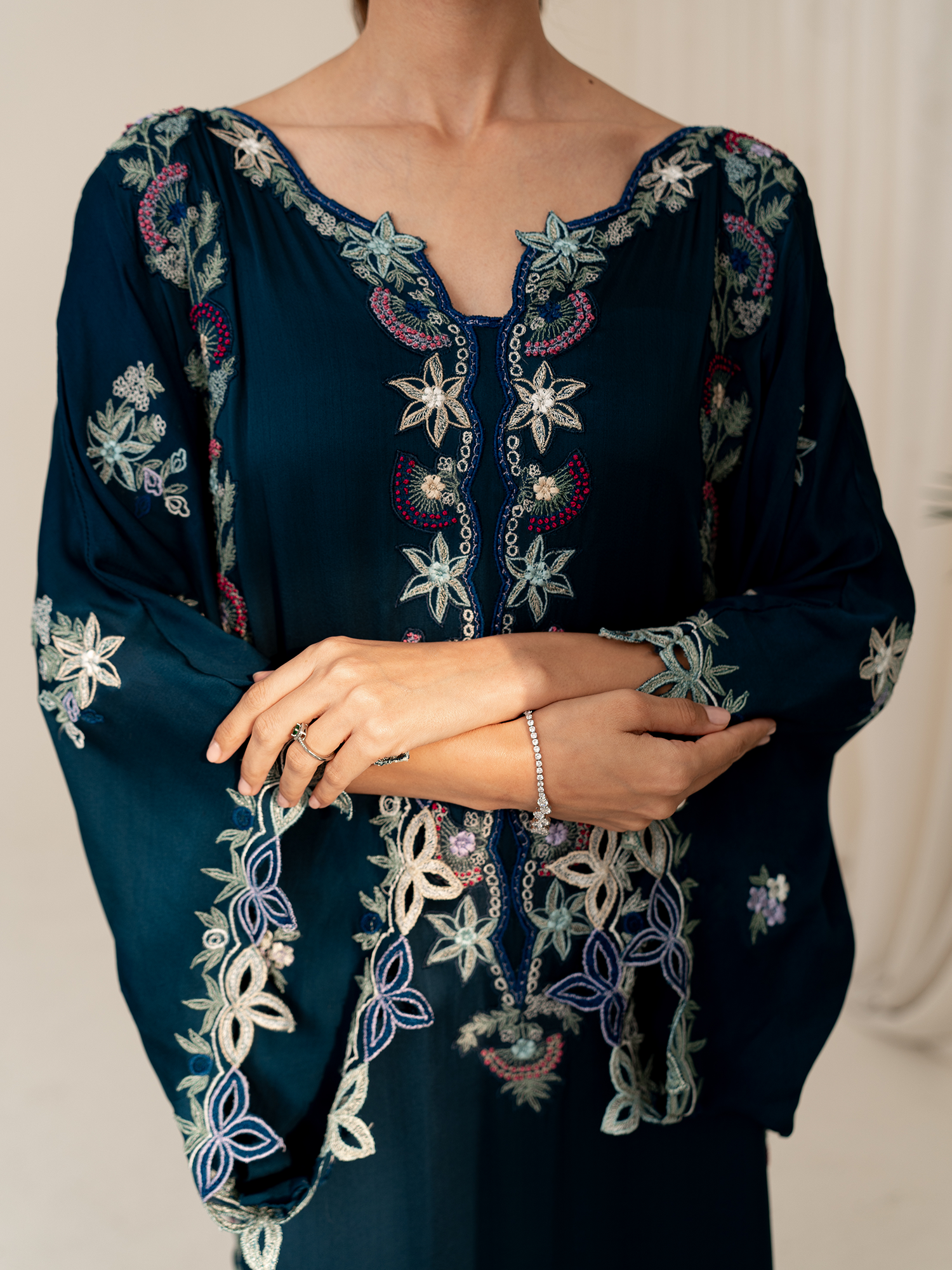 Floral teal kaftan