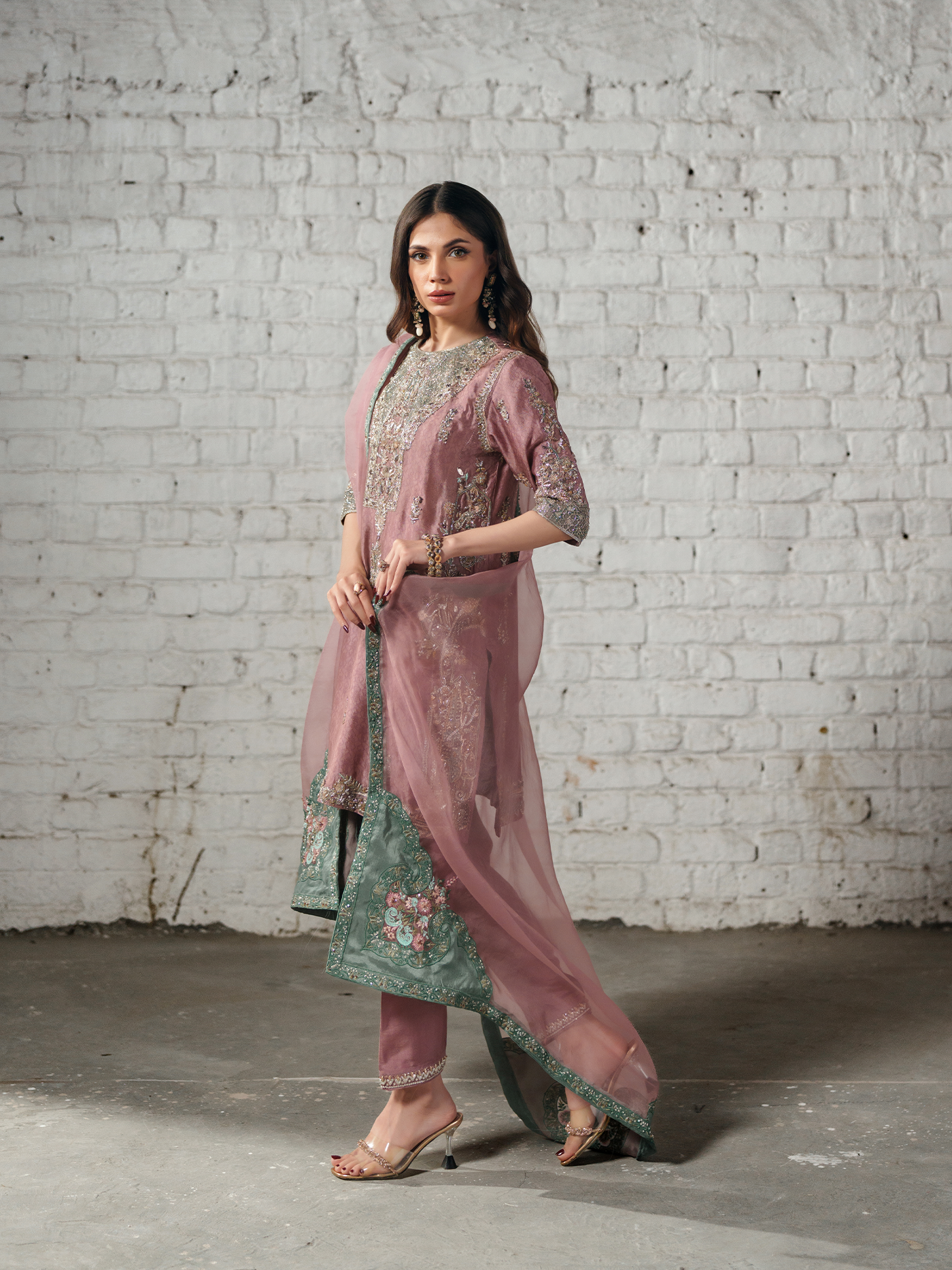 Blush Blaise Hand-Embroidered Silk Three-Piece