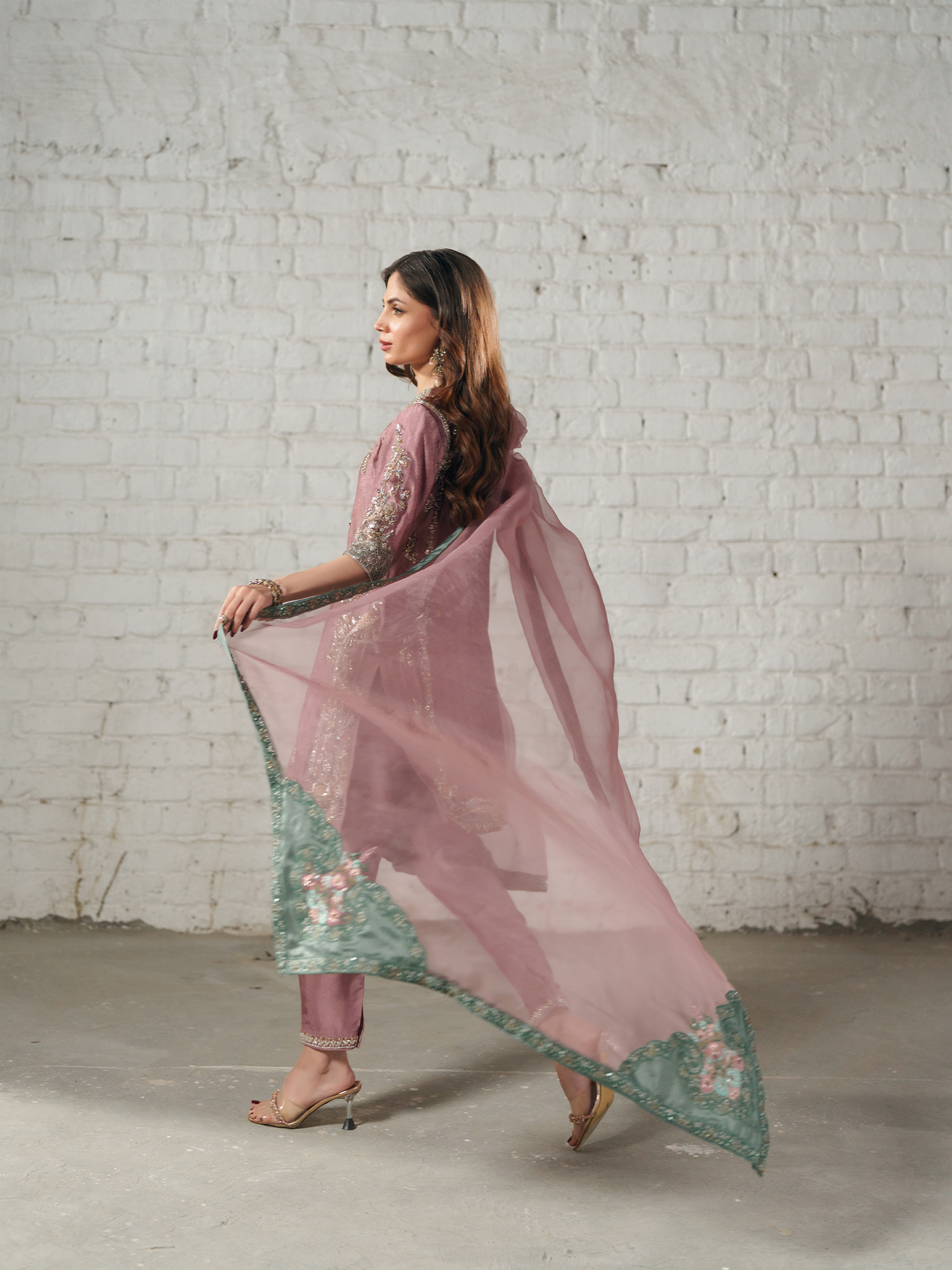 Blush Blaise Hand-Embroidered Silk Three-Piece