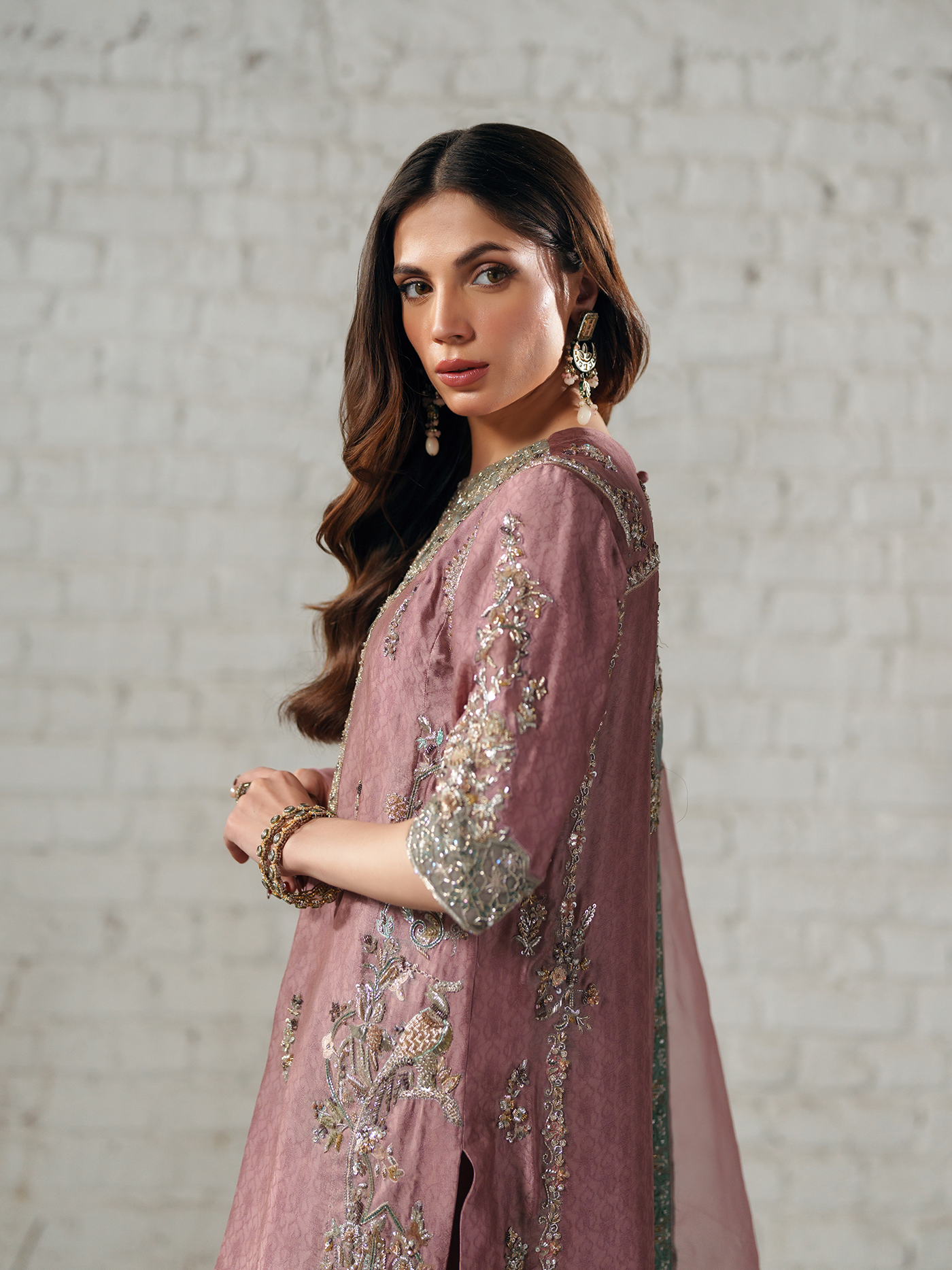 Blush Blaise Hand-Embroidered Silk Three-Piece